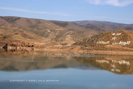 Image du Maroc Professionnelle de  Le barrage Laghrasse "dit barrage Hassan II", il se situe à 50 km au sud est de Taourirte au nord du Maroc, Samedi 10 Février 2006, ce barrage fournit en eau potable  le barrage Mohammed V qui sert de lien pour Machraa Hammadi,  ce dernier permet l'approvisionnement des centre de Taourirte et El Aïoun Sidi Mellouk. (Photo / Abdeljalil Bounhar) 